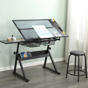Scrivania con Sedia Regolabile in Vetro ¨C MINIMAL ¨C Nero
