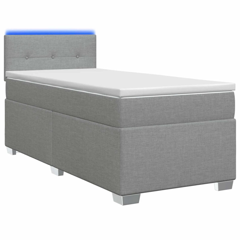 Letto con Box Spring, Materasso e LED Grigio Chiaro 90 x 200 cm 3451854