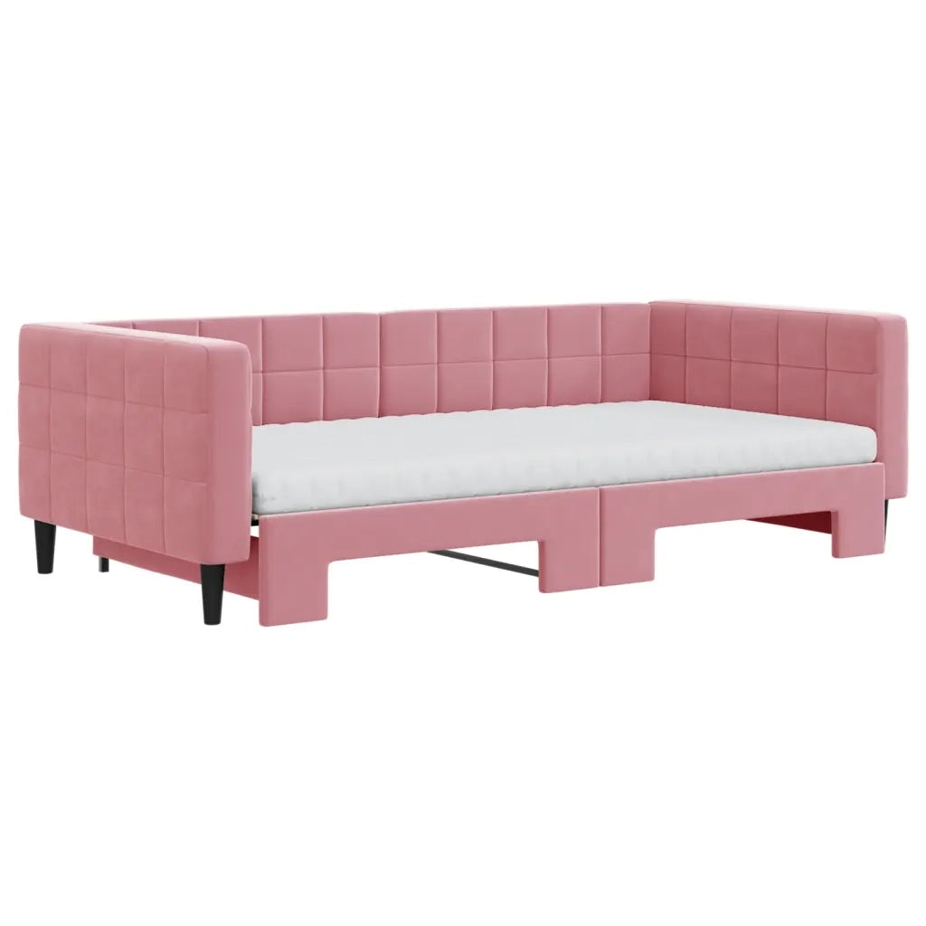 Divano Letto Estraibile con Materassi Rosa 100x200 cm Velluto 3196725