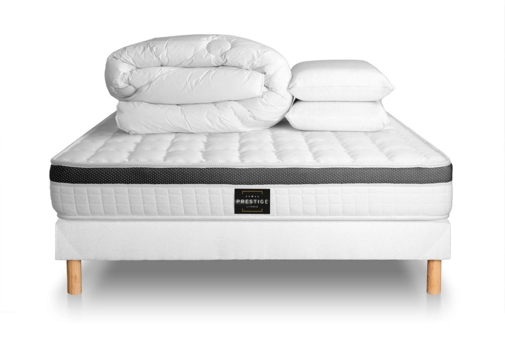 Pacchetto letto completo - Materasso 200x200cm + Box spring con doghe (kit) + 2 cuscini + Piumino - Superior