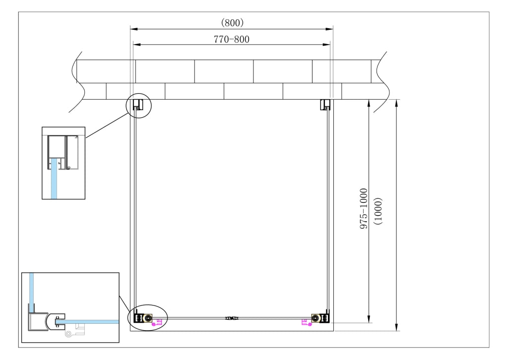 Porta battente Saloon  + 2 lati fissi box doccia 6 mm cromo 2 FISSE 97,5-100 + SALOON 77-80
