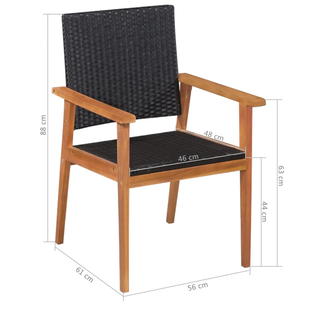 Set da Pranzo da Giardino 5 pz in Polyrattan Nero e Marrone 44075
