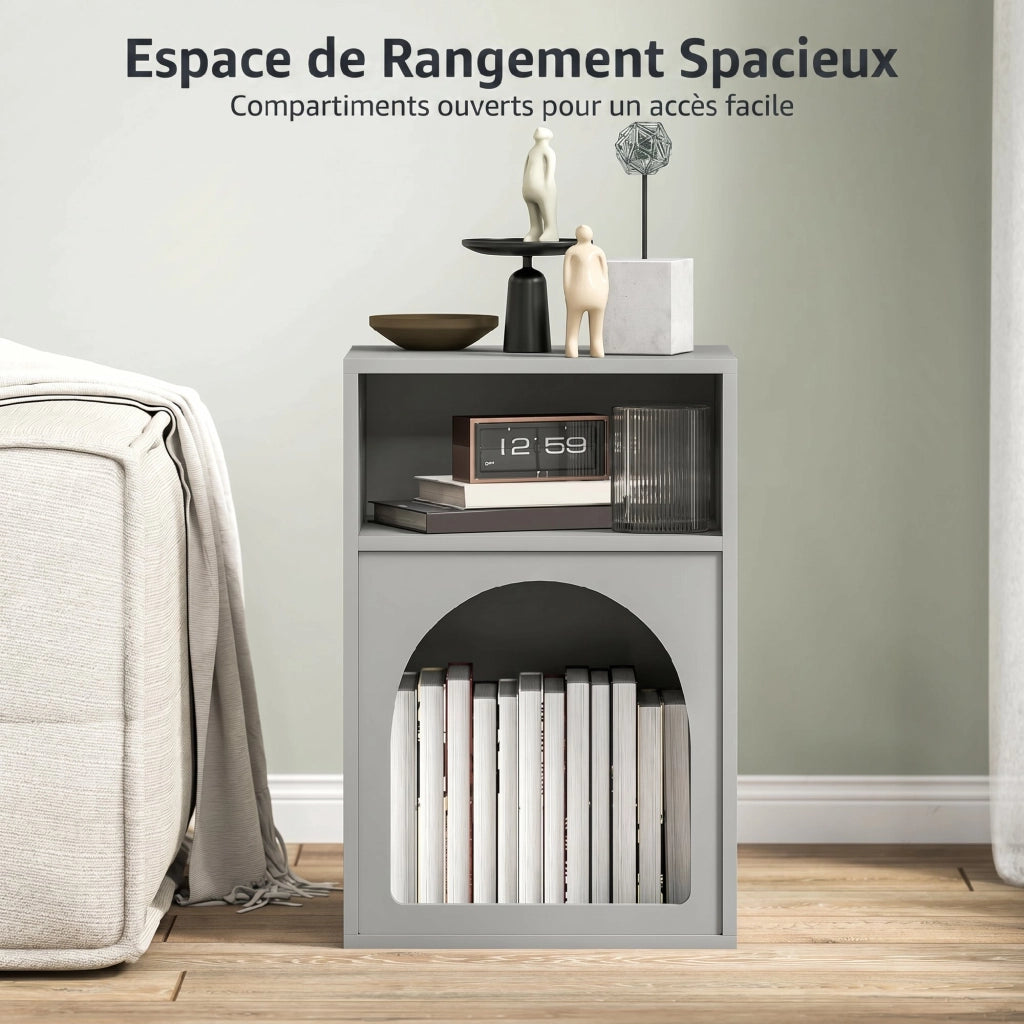 Set 2 comodini con ripiano aperto design moderno ¨C Xylo ¨C grigio 40x30x60 cm