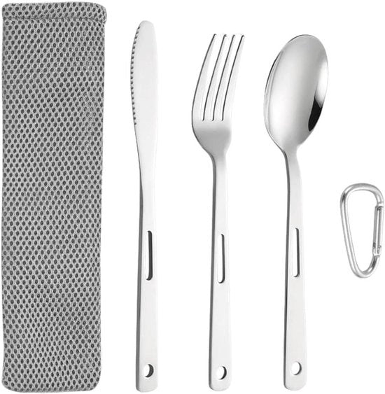 Set di utensili da tavola e viaggio 3 pezzi con borsa