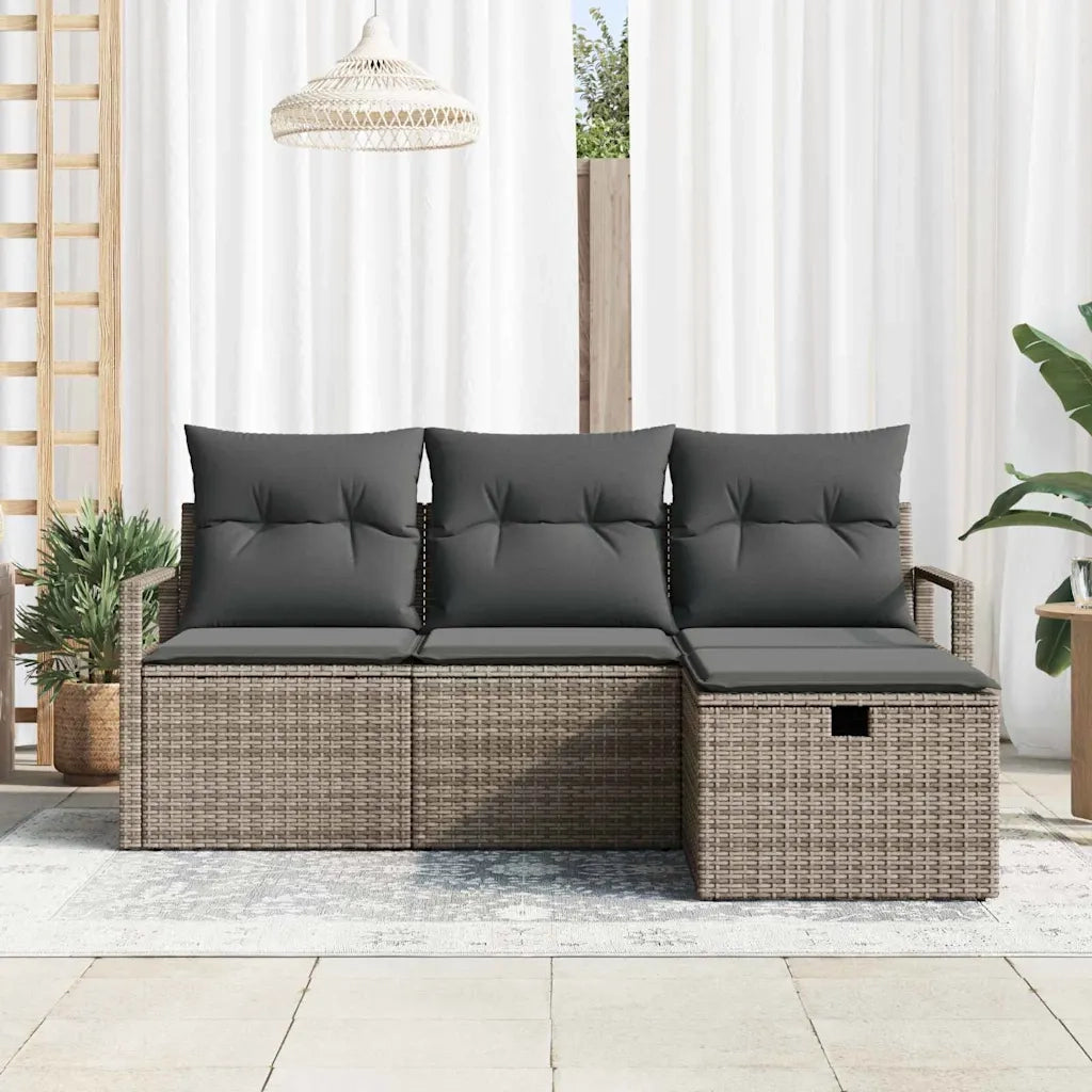 Set di divani con cuscino 4 pcs Grigio polyrattan 3359148