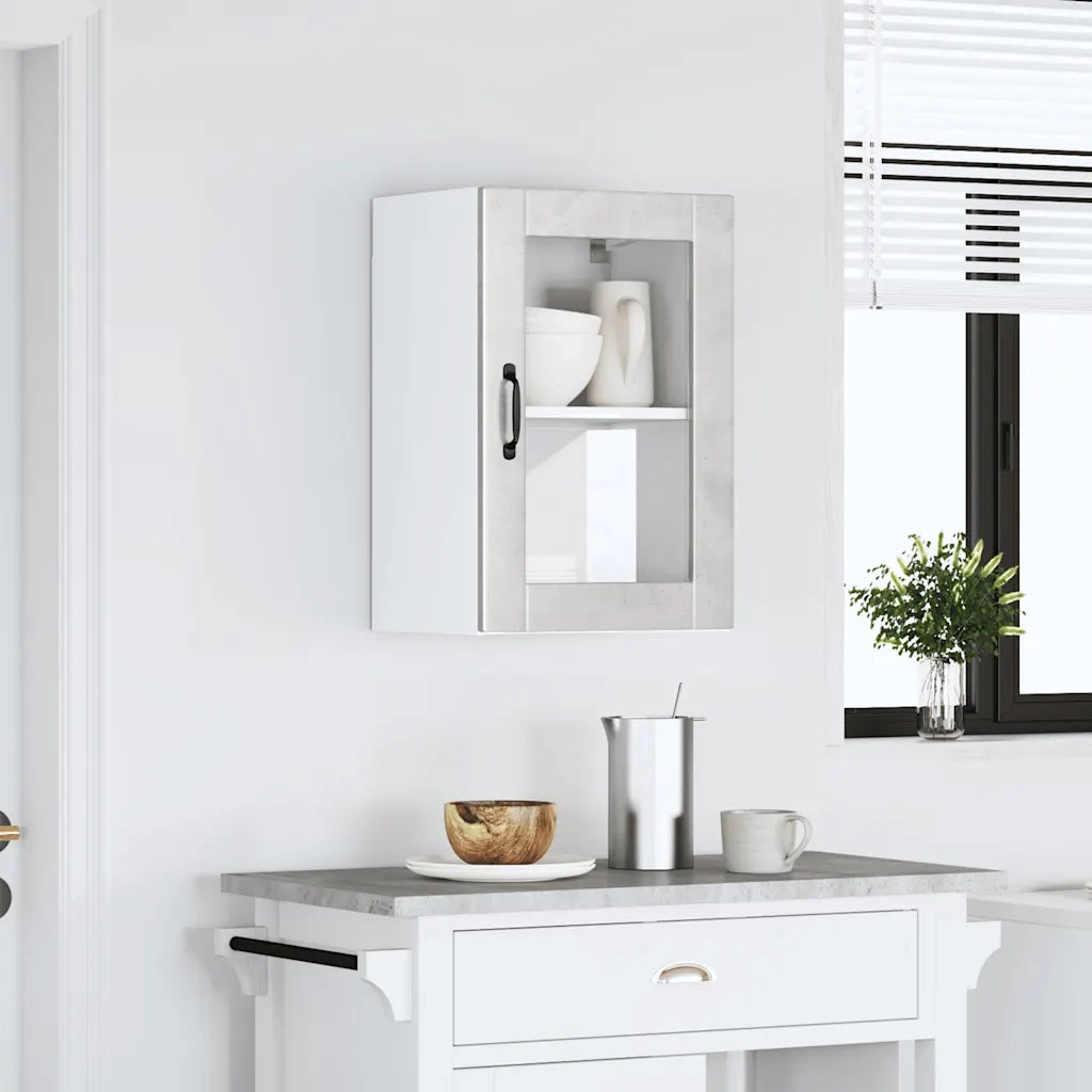 Pensile da Cucina | Mobile da Cucina con Porta in Vetro Porto Grigio Cemento