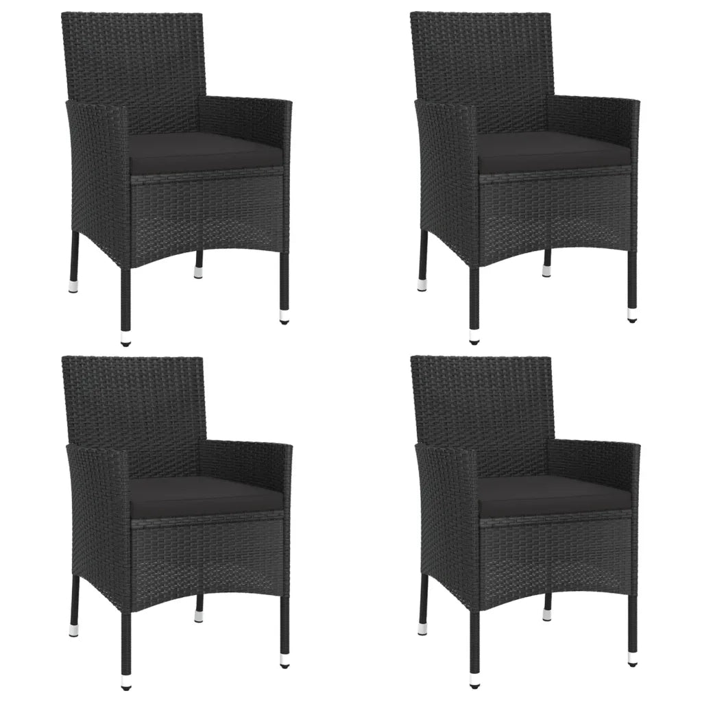Set da Pranzo da Giardino 5 pz Nero con Cuscini in Polyrattan 3187397