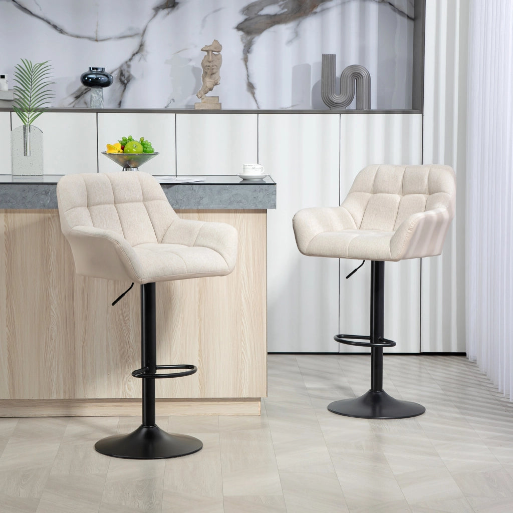 Sgabelli 2 Pezzi Design Retr¨° Altezza Regolabile ¨C Zephmum ¨C Ecopelle Creme + Nero
