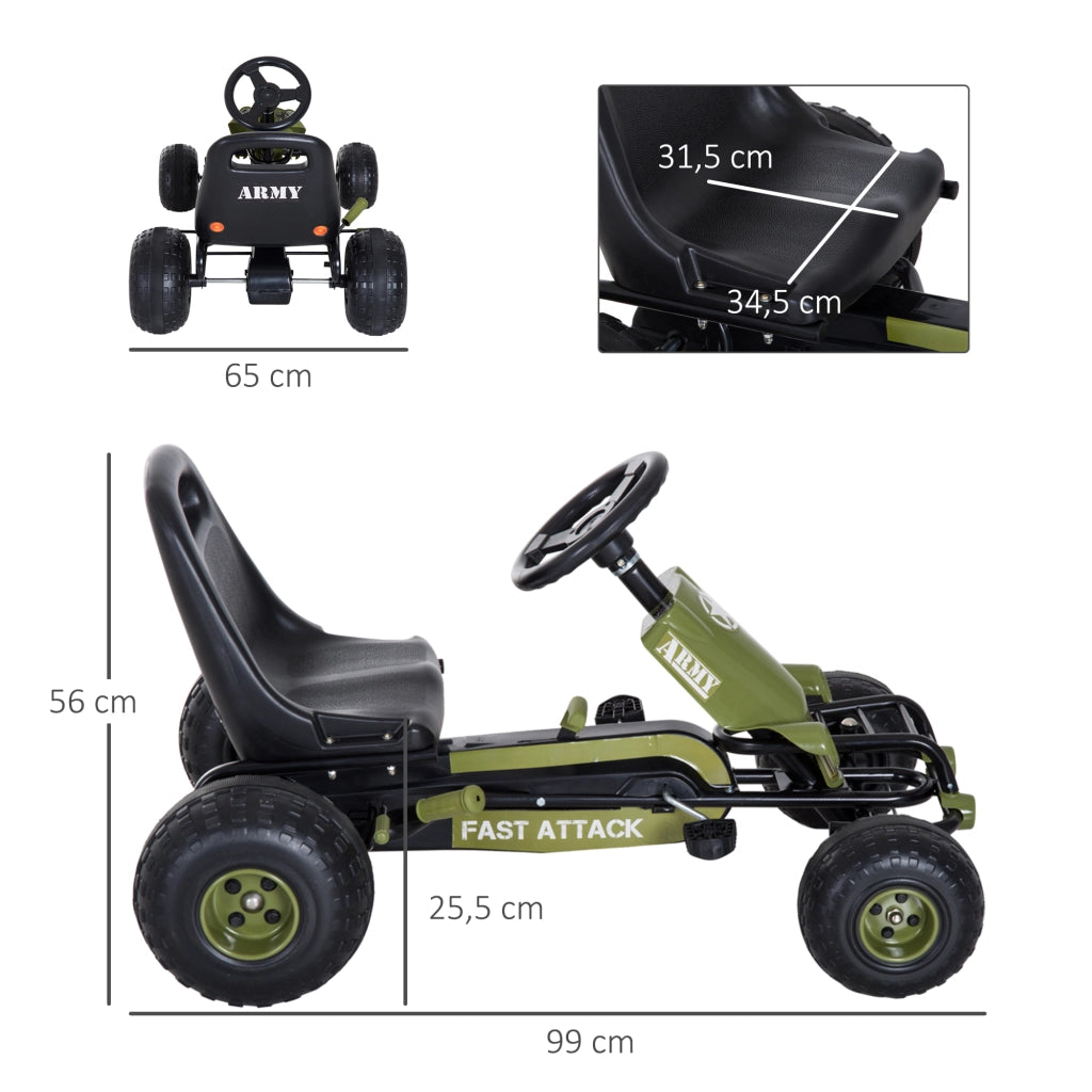 Go Kart Pedali per Bambini ¨C Zephmum ¨C Nero e Verde 99x65x56cm