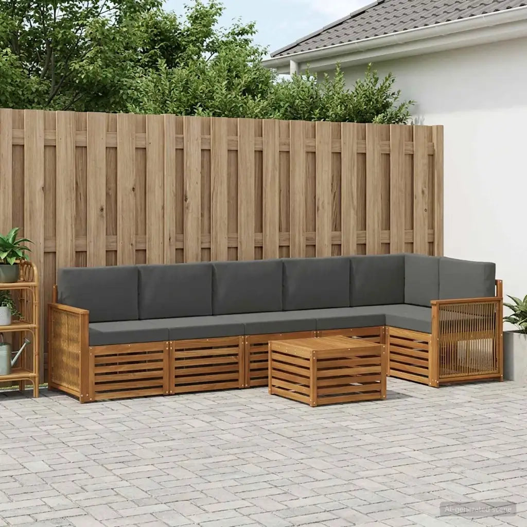 Set divano sezionale con cuscino 6 pcs Naturale e Antracite 3384448