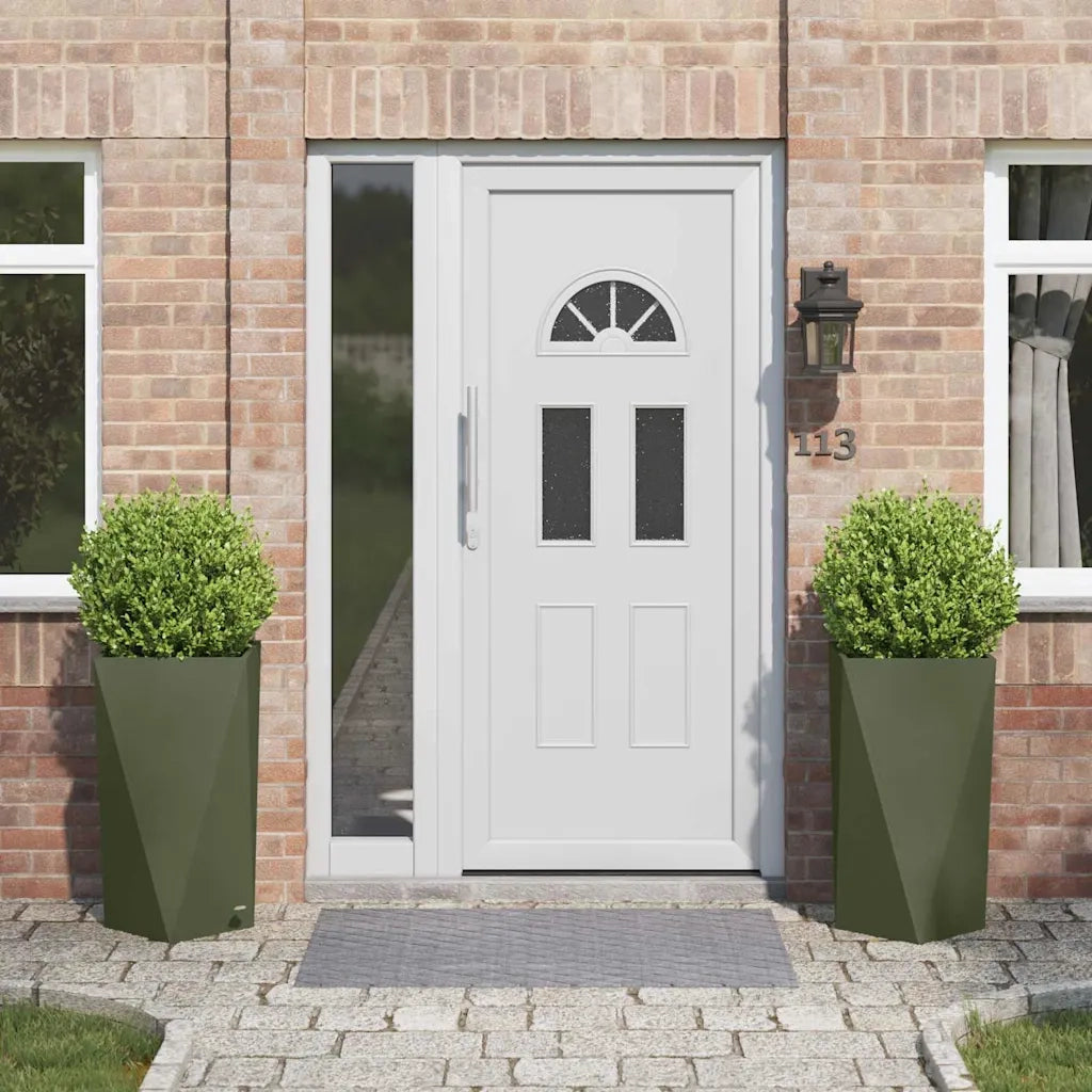 Fioriera 2 pcs Verde oliva 40 x 40 x 75 cm Acciaio 883787
