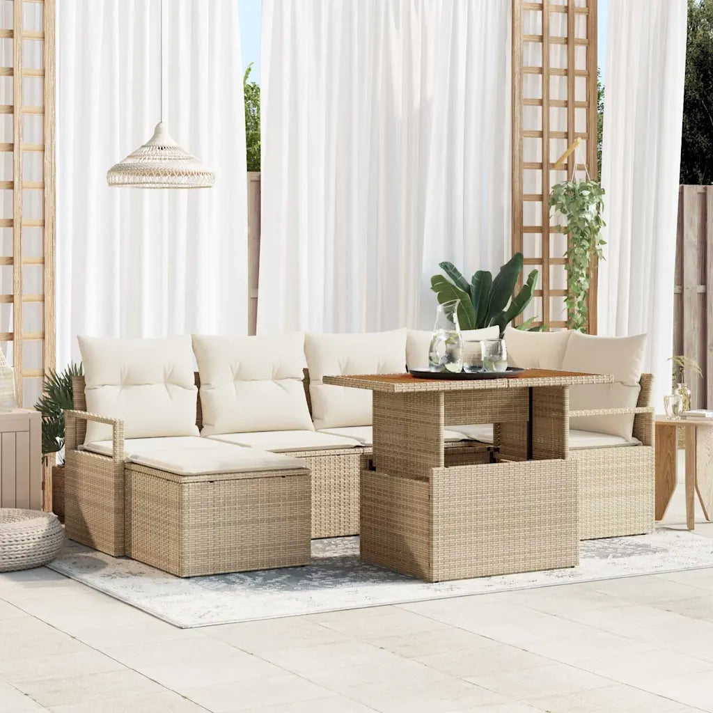 Set Divano da Giardino 7 pcs Beige Poly Rattan 3358472