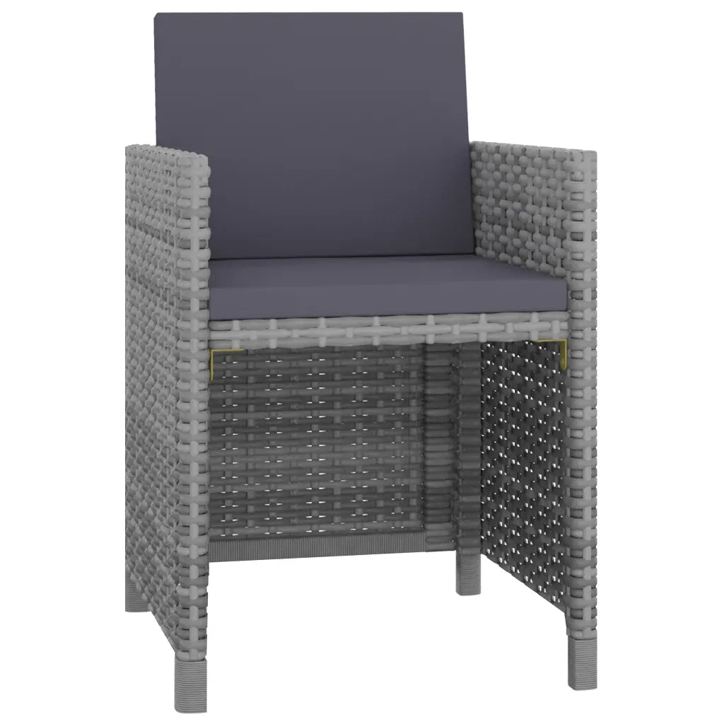 Set da Pranzo da Giardino 13 pz e Cuscini Polyrattan Antracite 46381