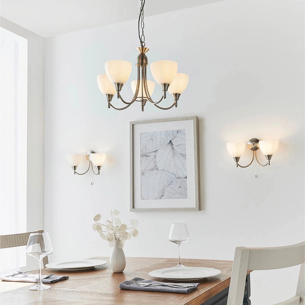 Lampadario classico Alton cromo satinato 5xE14 Endon