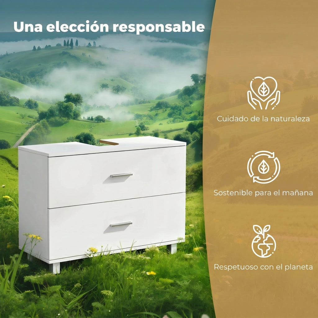 Mobile sottolavabo con 2 cassetti ¨C Xylo ¨C Bianco 80x30x60 cm