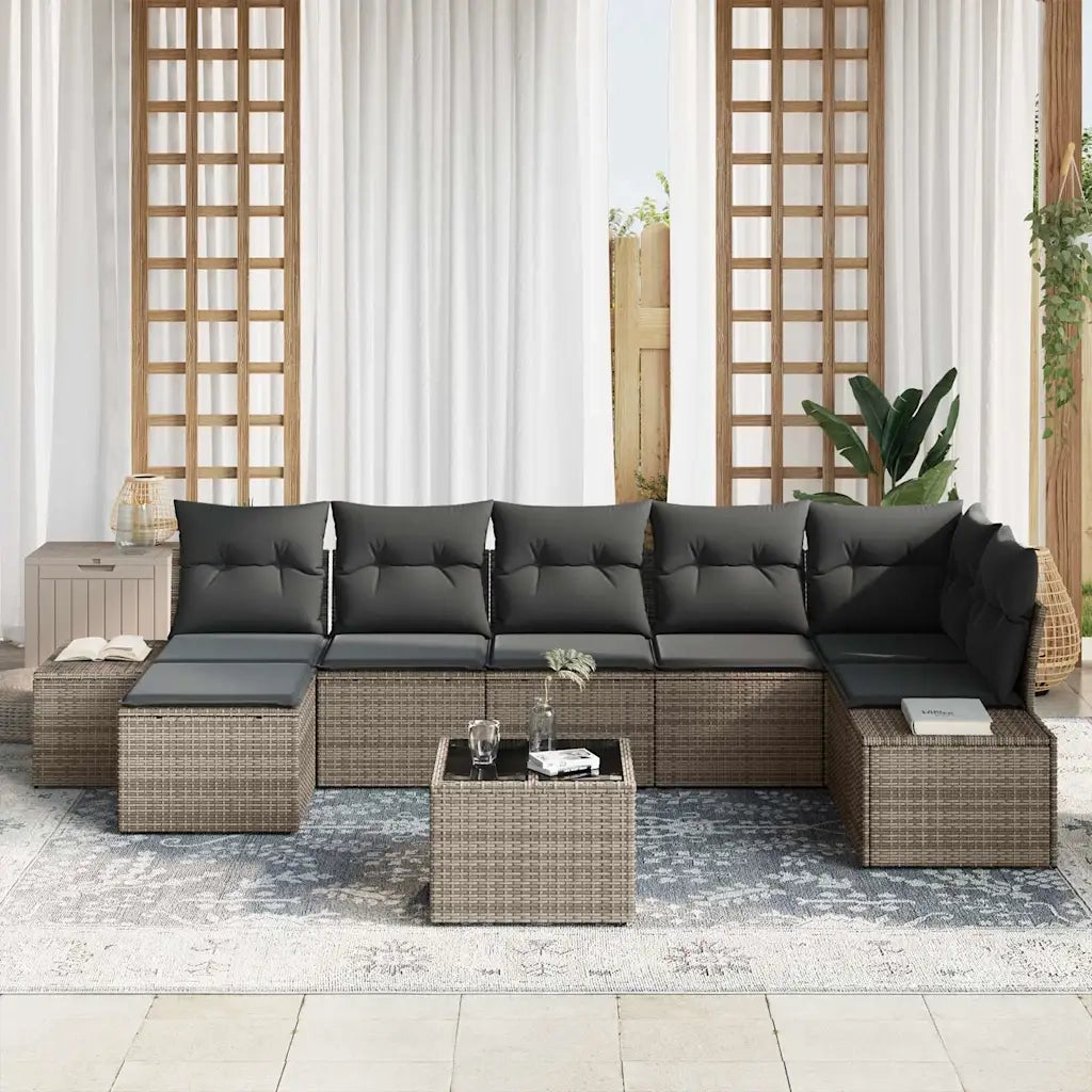 Set Divano da Giardino con cuscino 8 pcs Grigio polyrattan 3347159