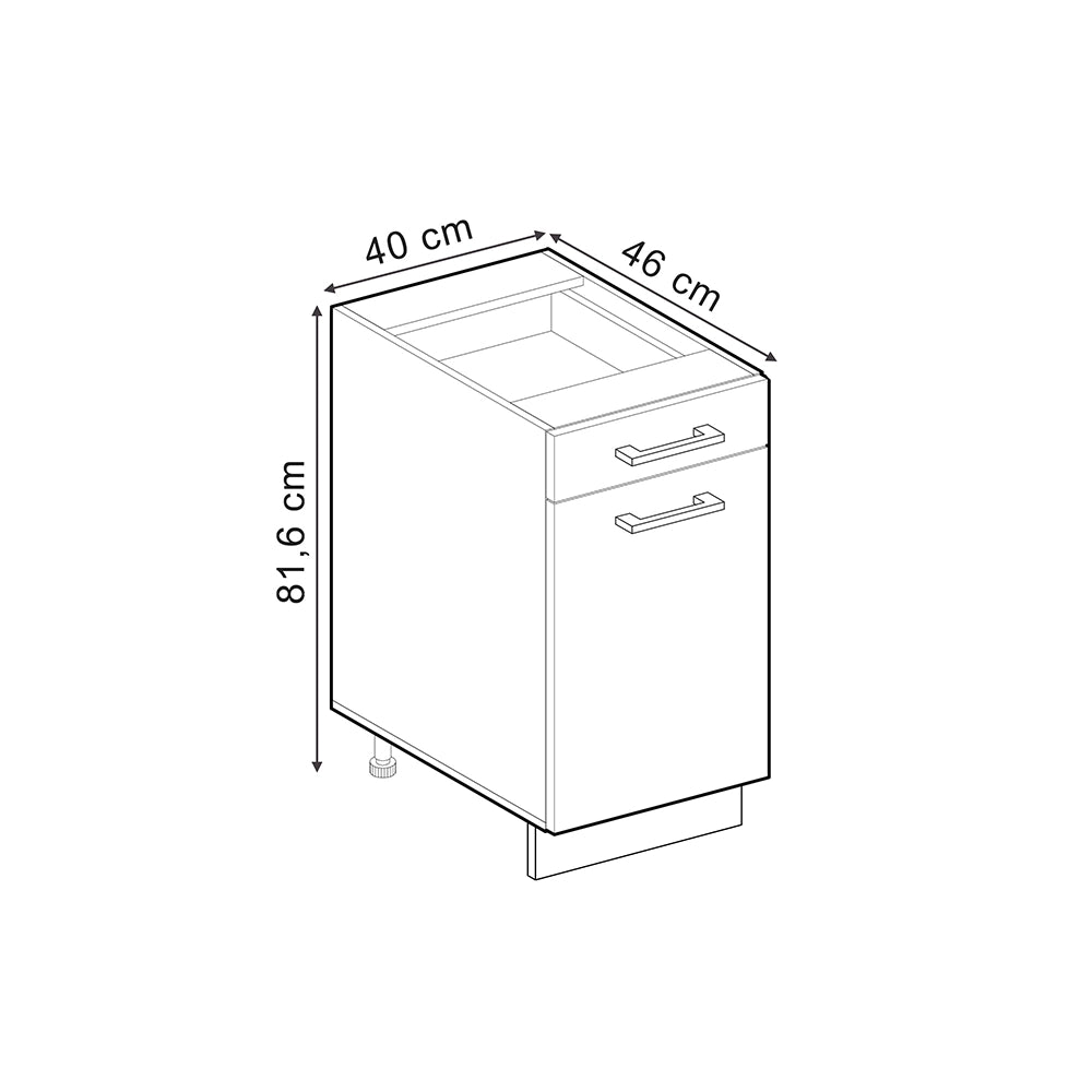 Vicco Mobiletto base per cucina Sonoma 40 cm , PL Rovere