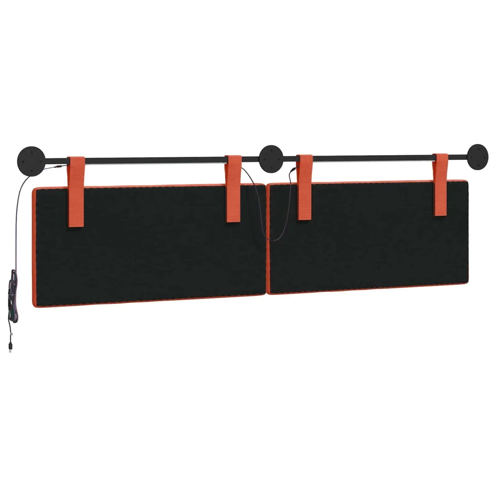 Testiera | Testata sospesa Con luce LED Rosso Arancio Tessuto in Cords