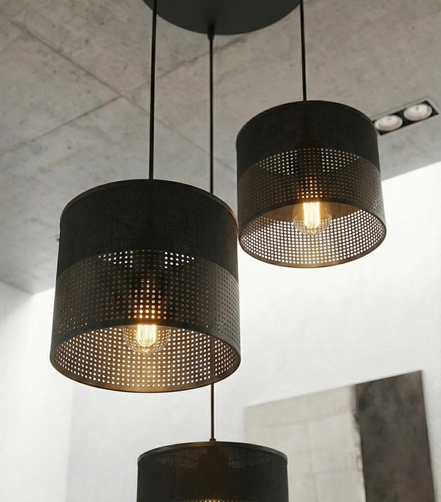 Lampada a sospensione KARBON nera 3xE27 metallo Emibig