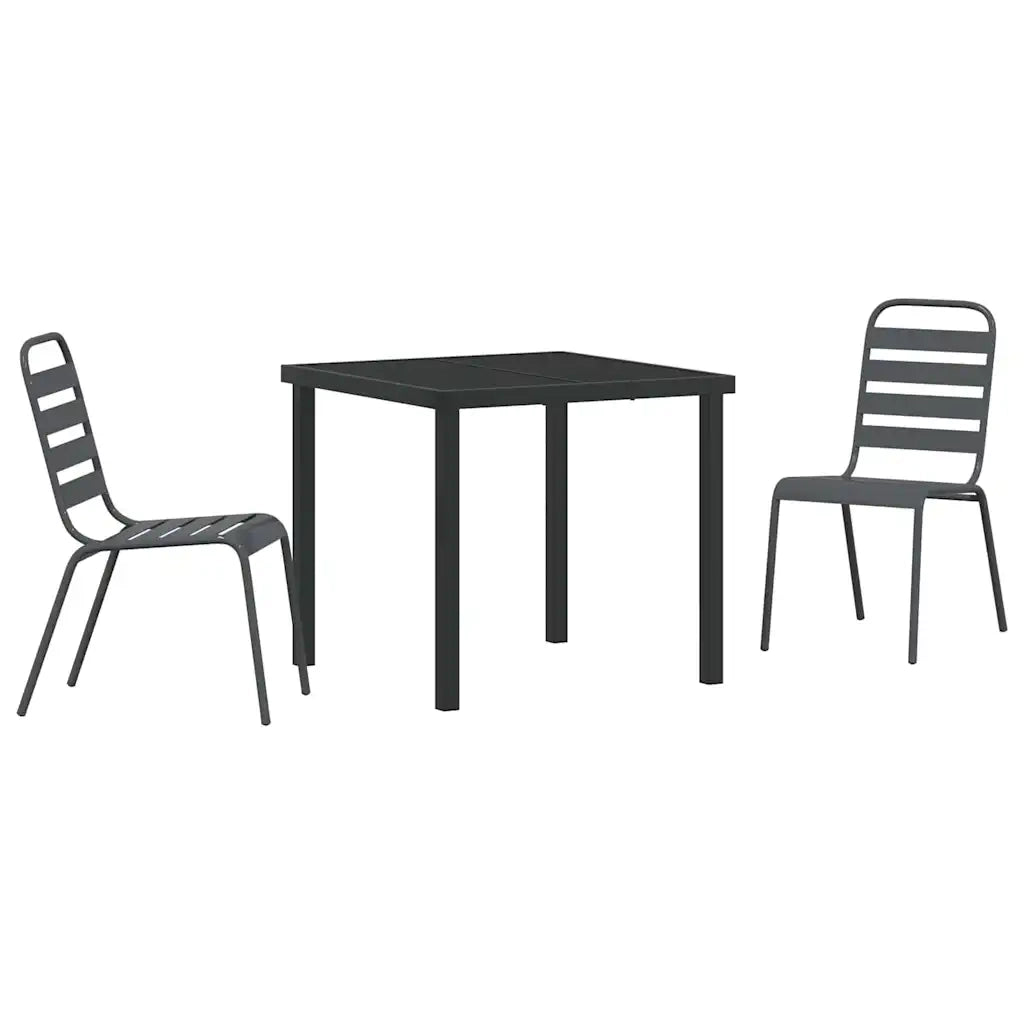 Set da Pranzo per Giardino 3 pcs Antracite