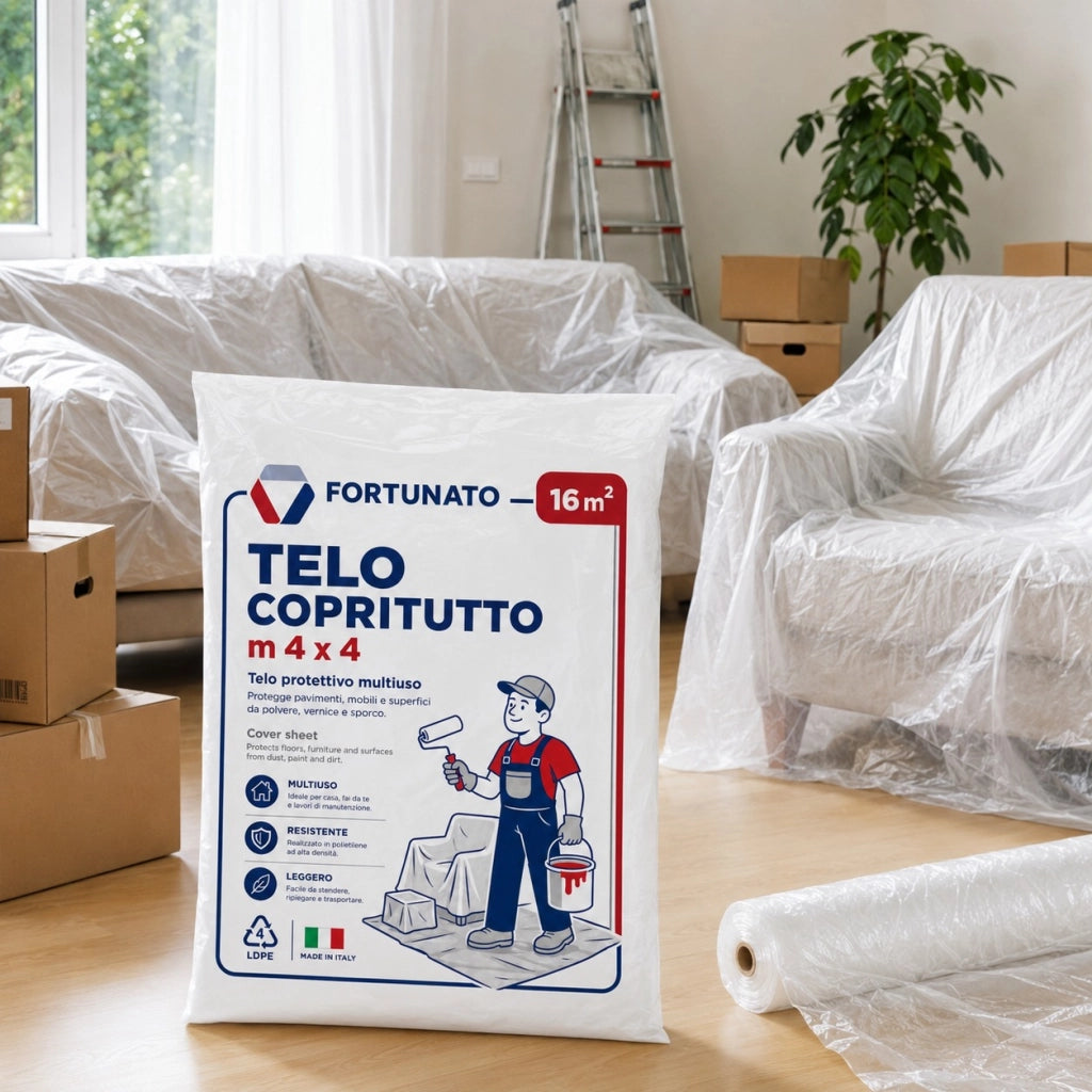 Fortunato telo copritutto trasparente multiuso 4x4 metri *** quantità pezzi 6, confezione 1