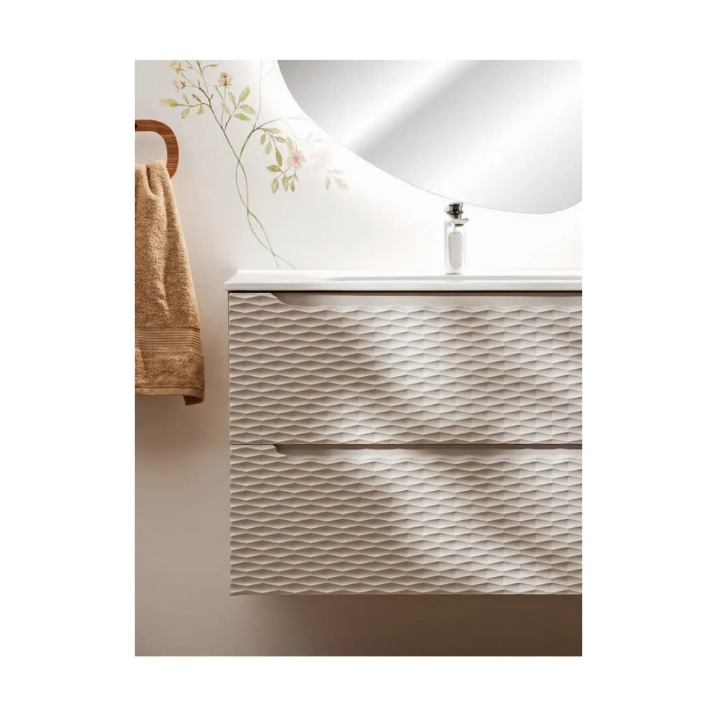 Mobile sottolavabo YOKA – Beige e rovere chiaro 60 cm
