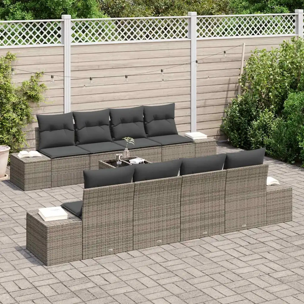 Set Divano da Giardino con cuscino 8 pcs Grigio polyrattan 3355658