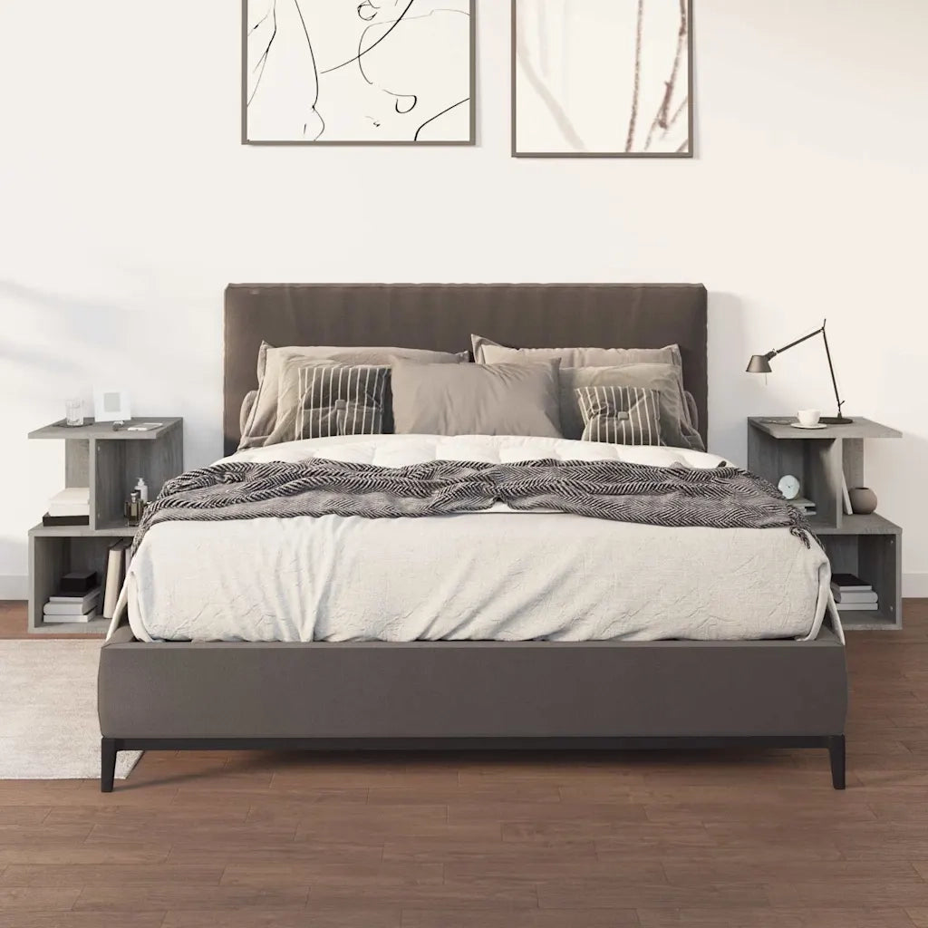 Set di 2 Comodini | Armadio da Notte | Mobiletto da notte Grigio Sonoma 35x35x55 cm in Legno Multistrato