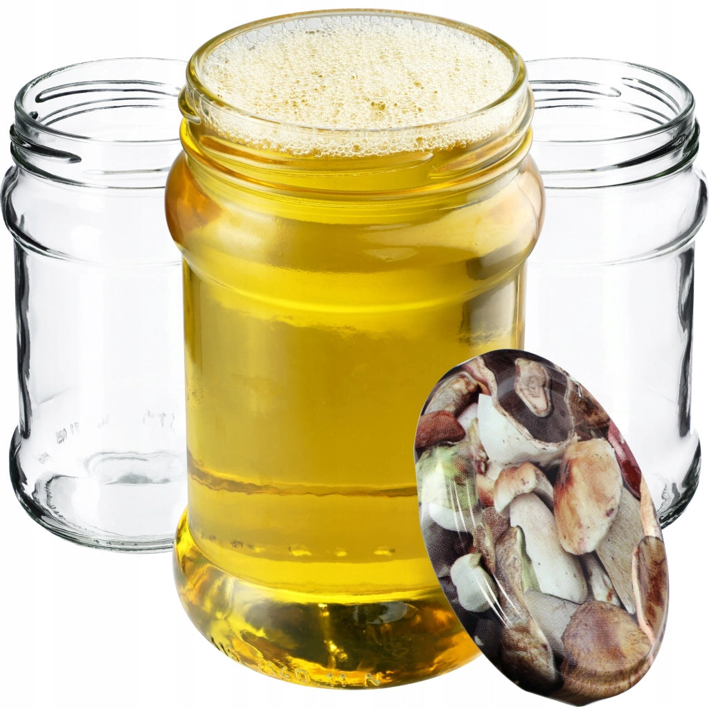 KADAX Seno barattoli per conserve 315ml 10 pezzi 66mm + coperchi "Funghi"