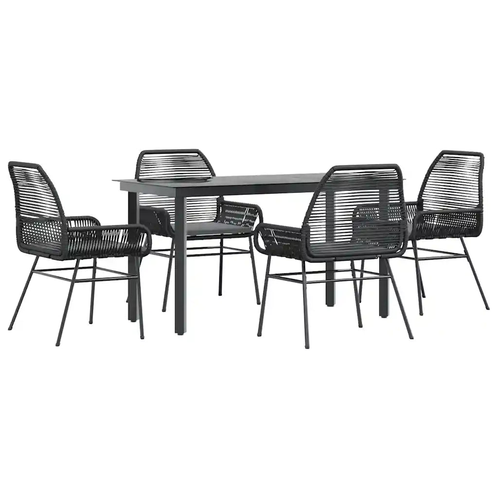 Set da Pranzo da Giardino con Cuscini 5 pz Polyrattan Vetro 3334564