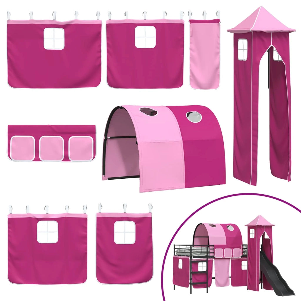 Struttura del letto loft per bambini Nero e rosa 107 x 200 cm