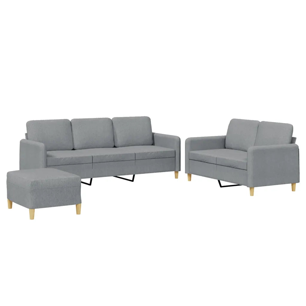 Set di Divani 3 pz con Cuscini Grigio Chiaro in Tessuto 3202126