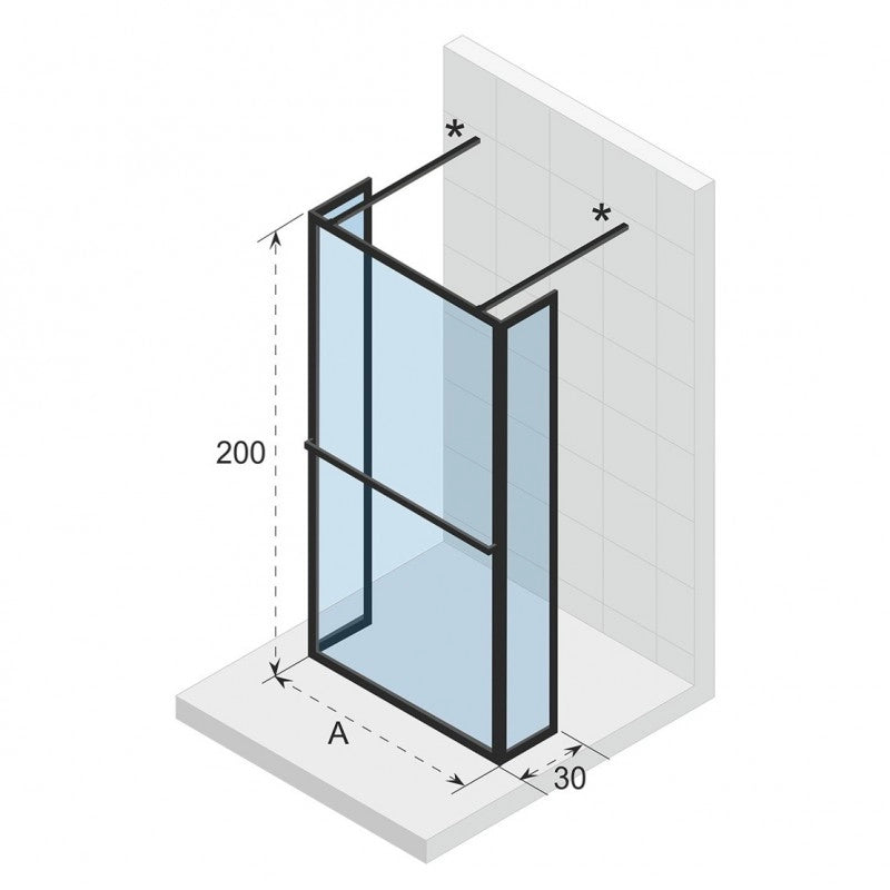 Parete doccia walk-in italiana LUCID 404 RIHO 100x30x200 cm