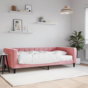 Divano Letto con Materasso Rosa 100x200 cm in Velluto 3196677