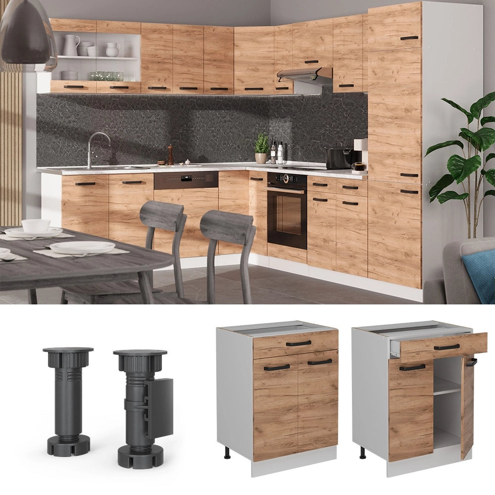 Mobiletto base per cucina R-Line Rovere dorato/Bianco 60 cm PL Rovere Vicco