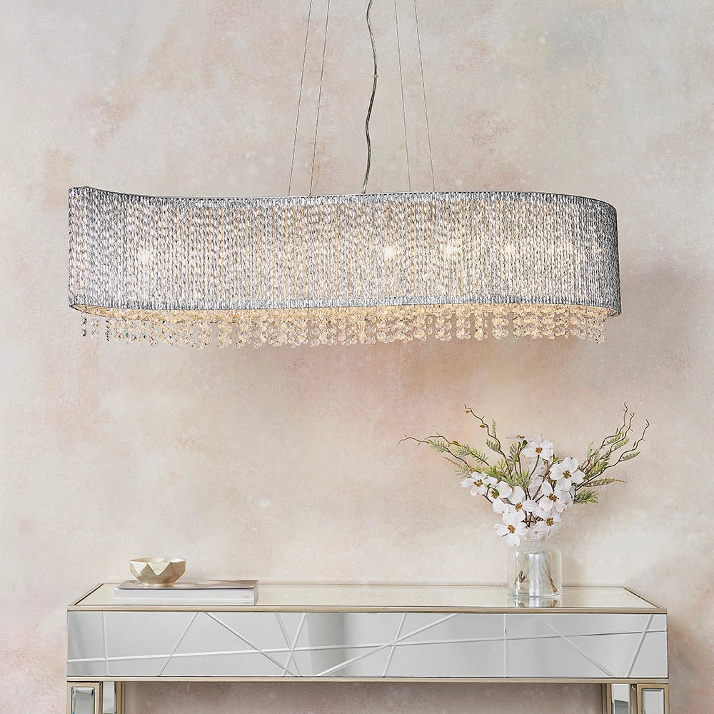 Lampada sospensione glamour cromata onda 8xG9 Galina