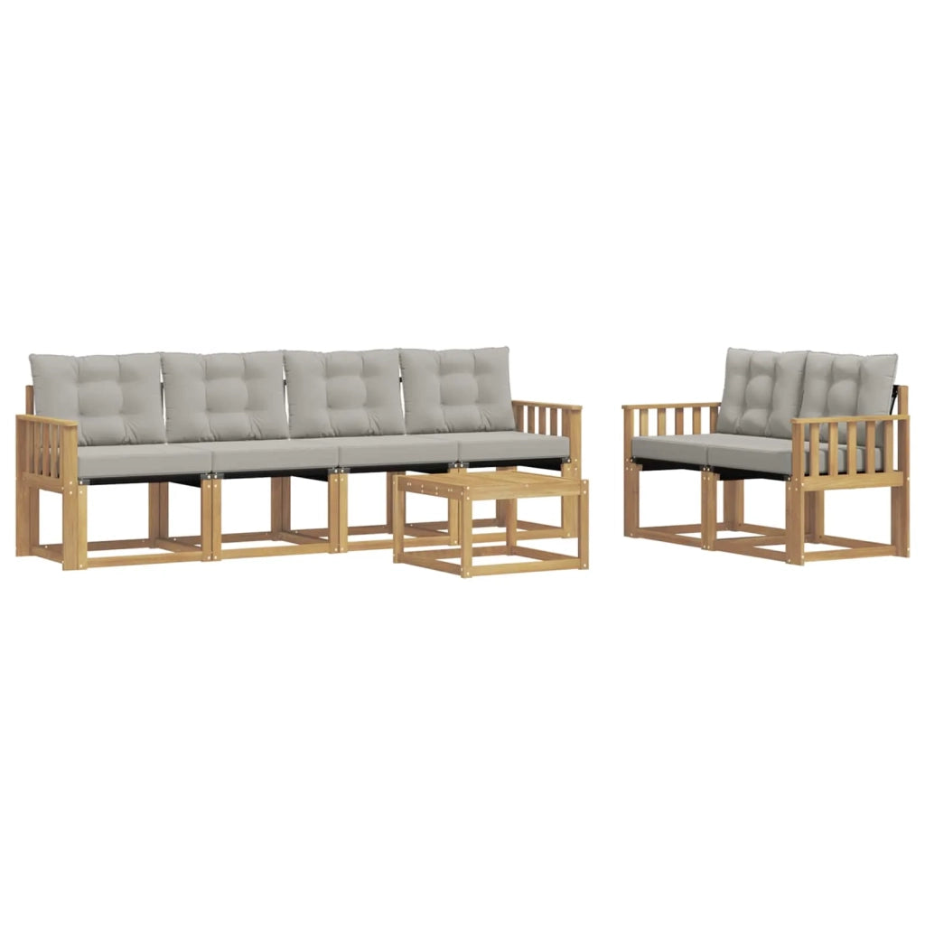 Set di divani da esterno 7 pz Bianco e Grigio Chiaro 3389233