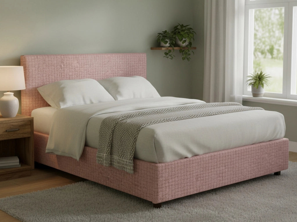 Basildon, Letto Matrimoniale Sfoderabile Made in Italy, Rosa