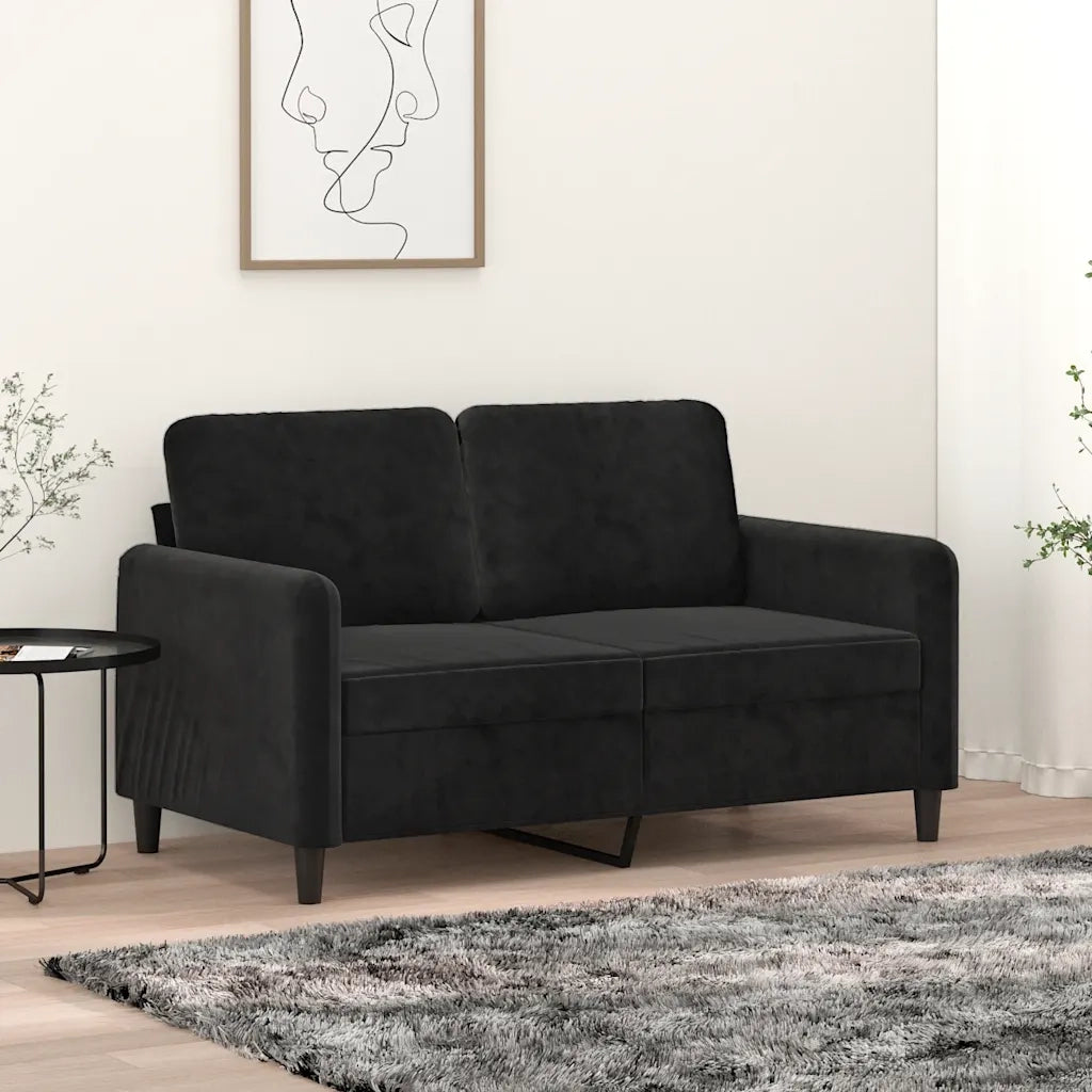 Divano | Divano da soggiorno | Sofa a 2 Posti Nero 120 cm in Velluto