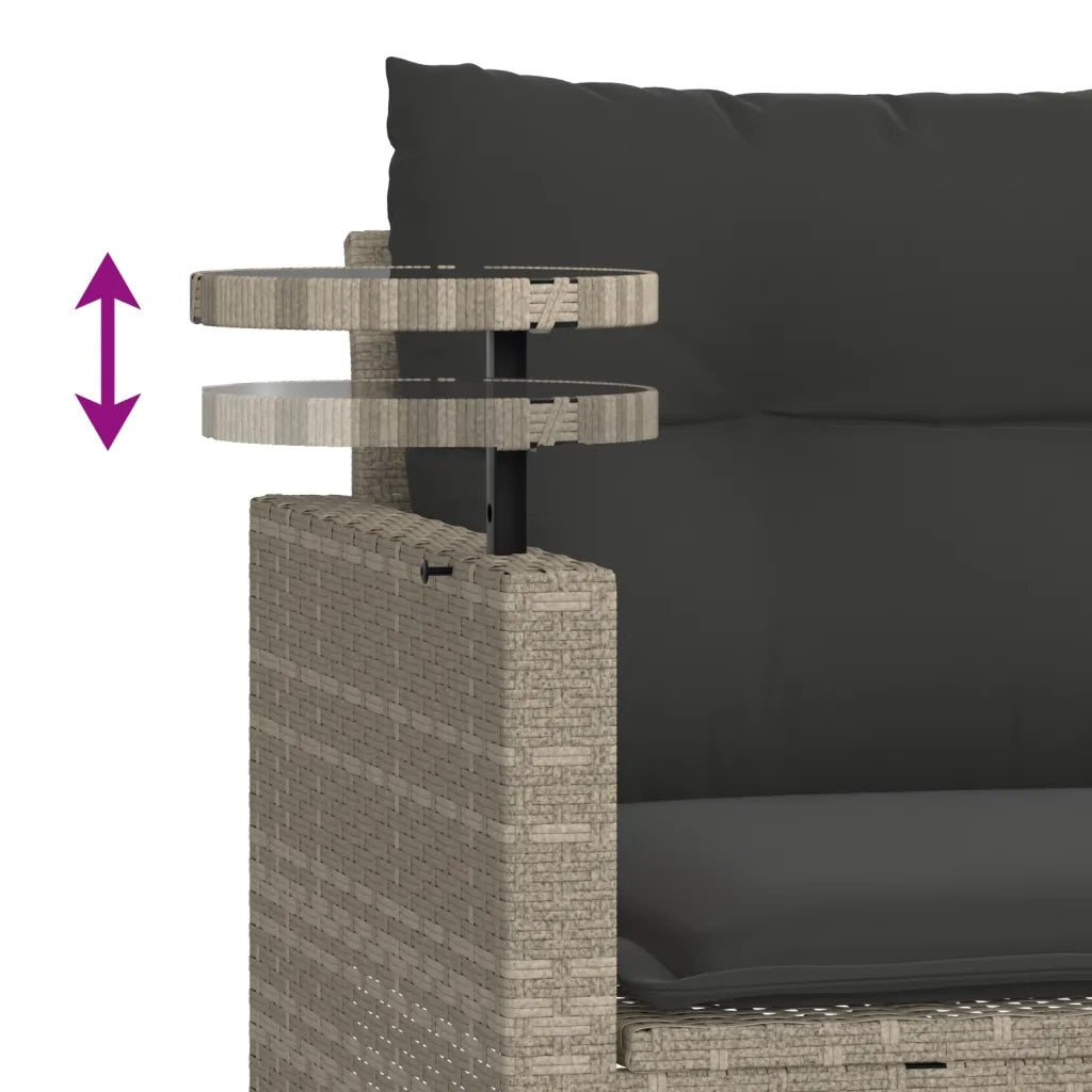 Set Divano da Giardino 3pz con Cuscini-Sofa da Giardino-Divanetto da esterno Grigio Chiaro Polyrattan 660908