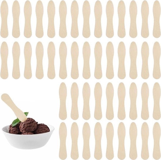 200 pezzi di cucchiaio per gelato in legno - Fatto di legno - Cucchiaio mini biodegradabile