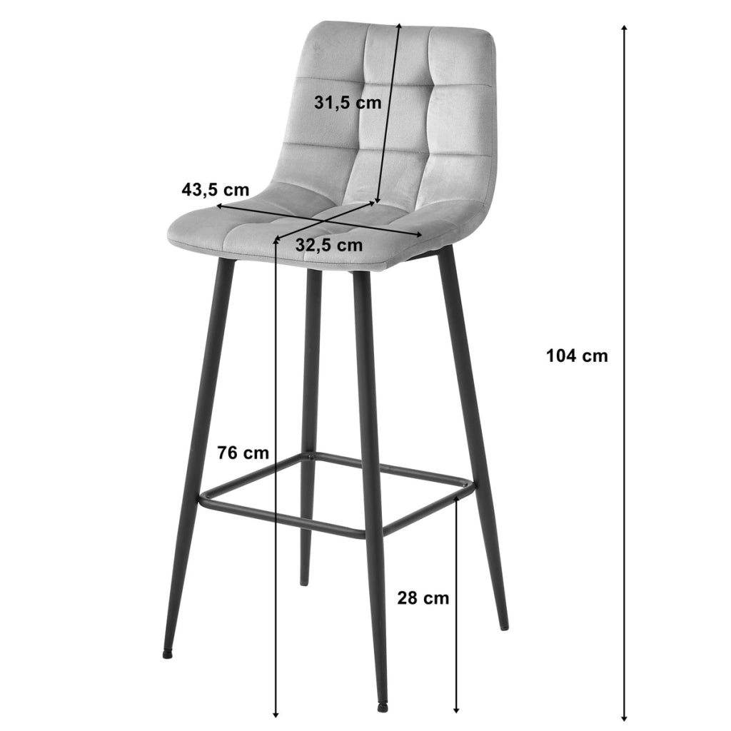 Sgabello da bar Arceto in velluto beige scuro e metallo nero