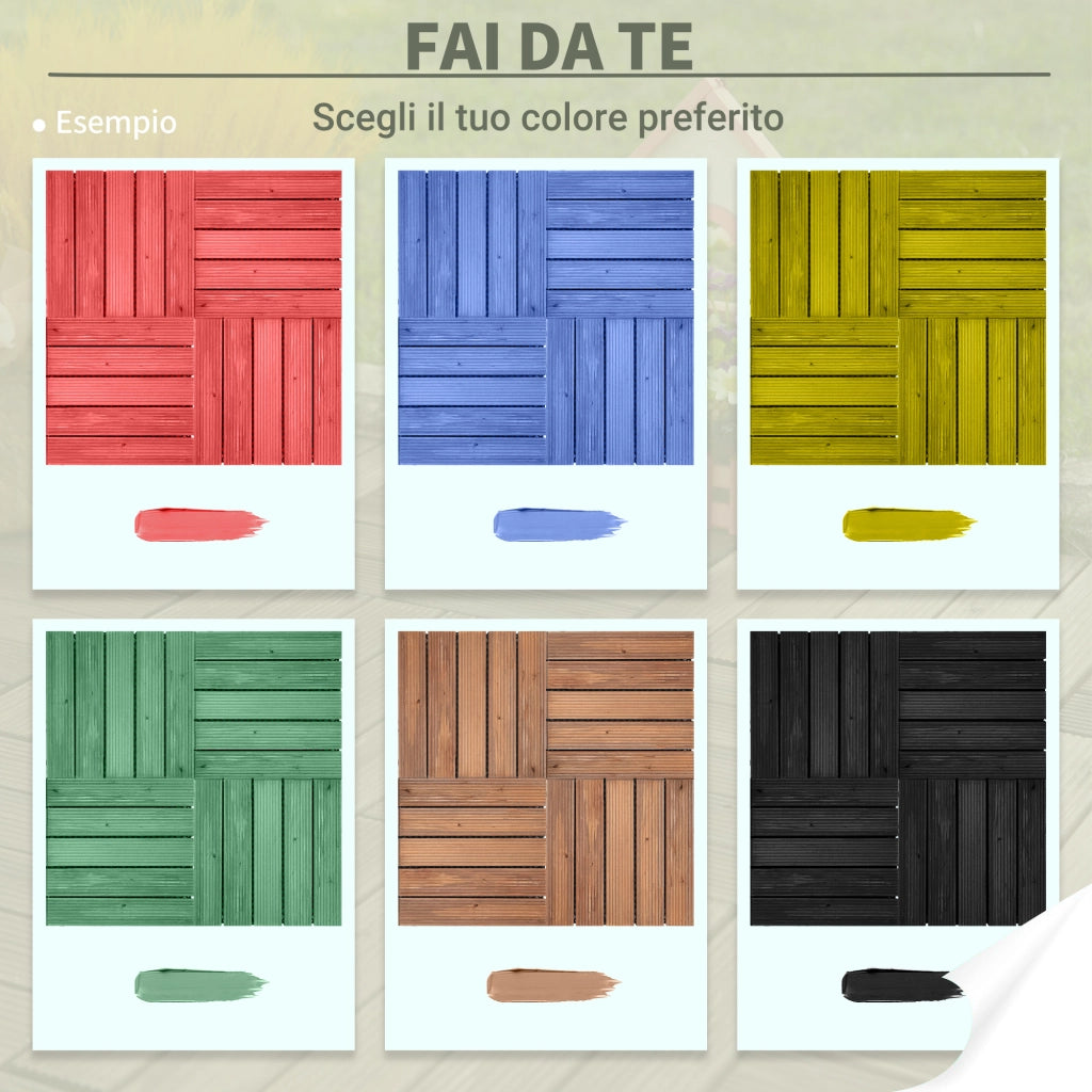 Pavimento in Legno per Esterni ¨C Minimal ¨C Set 27 Pezzi, 30x30x2.5 cm