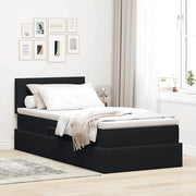 Letto con contenitore e LED con led Nero 90 x 190 cm Velluto 3371303