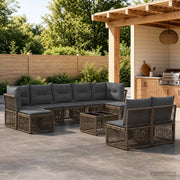 Set Divano da Giardino 10 pcs Grigio polyrattan 3434354