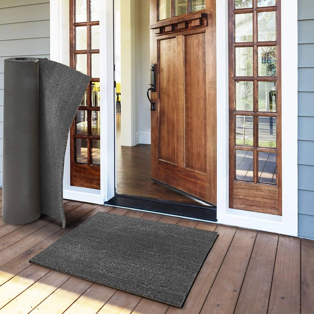 Zerbino Cocco Naturale Colorato Antiscivolo Su Misura Tappeto Ingresso Entrata 50x90 cm Grigio
