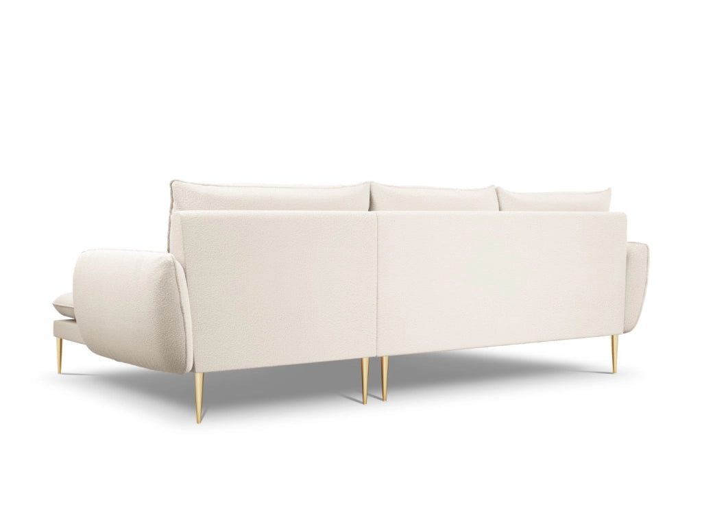 Cosmopolitan Design - Divano angolare destro "Vienna" 5 posti in bouclé beige 