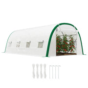 Serra da Giardino Tunnel ¨C Minimal ¨C 6x3x2 m, 18 m2, 8 Finestre, Porta a Zip, Acciaio Galvanizzato, Telo in PE, Bianco