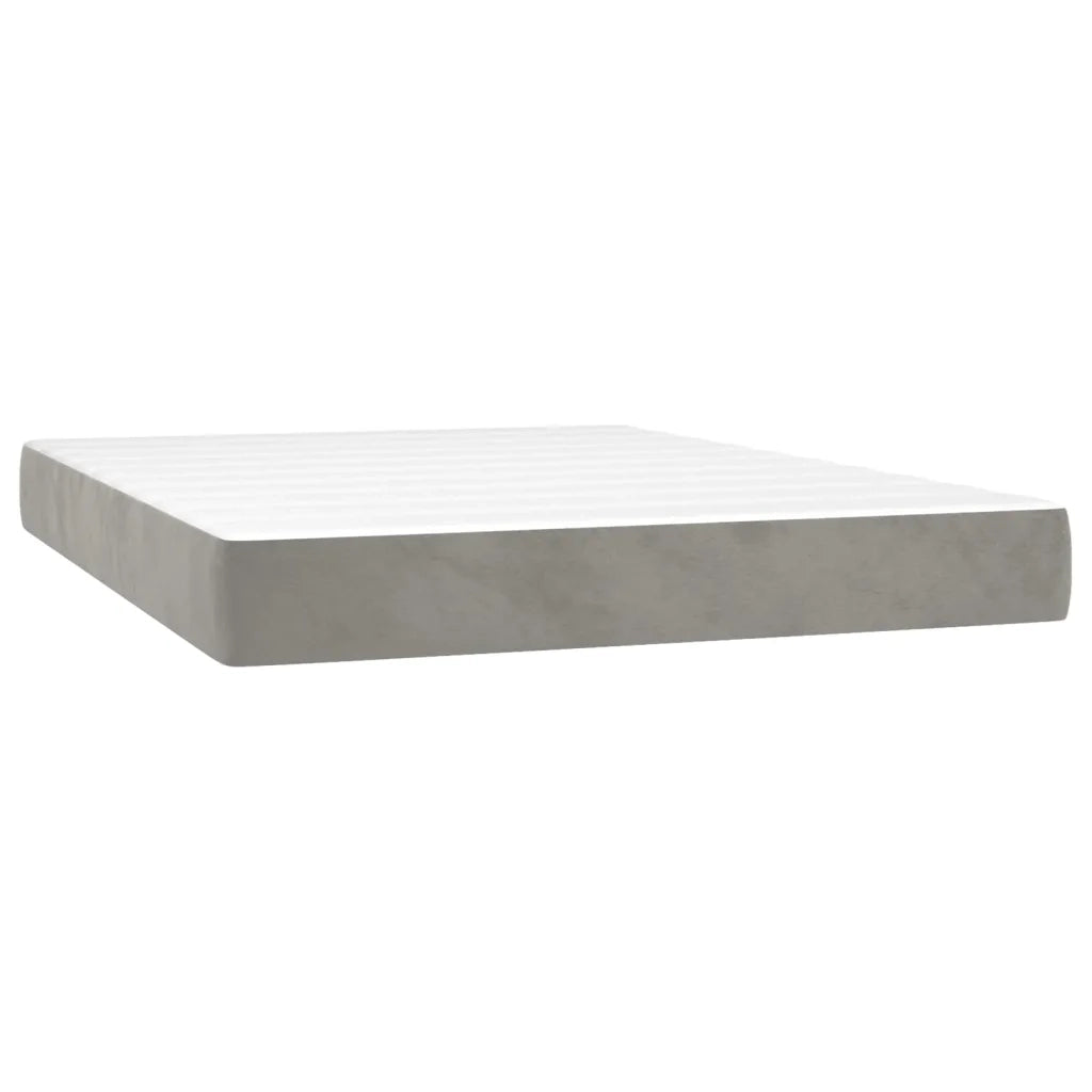 Letto a Molle Materasso e LED Grigio Chiaro 140x190 cm Velluto 3136179