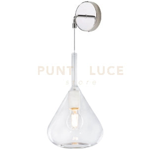 APPLIQUE CROMO 1 LUCE VETRO TRASPARENTE 1177CR-A-TR